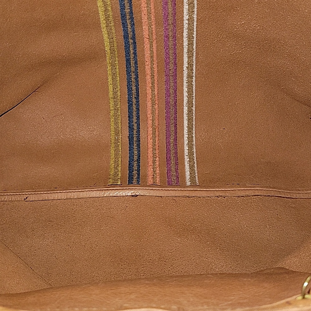 Madewell Tan Leather Embroidered Stripe Tote Bag - Picture 11 of 15